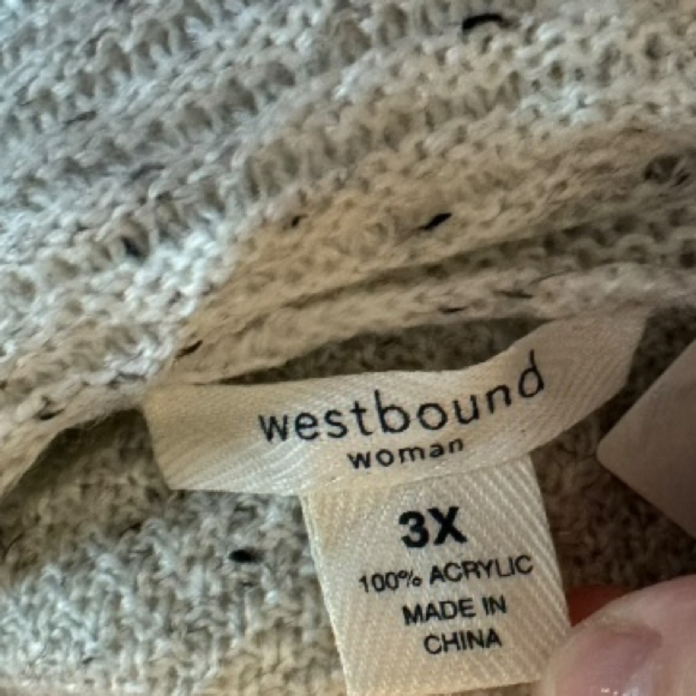 Westbound Cowl Neck Knit Tunic Sweater 3X Gray Black Flecked Cozy Plus Size - Picture 6 of 7